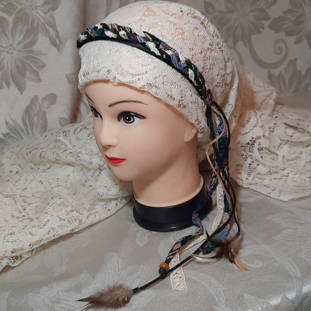 Boho Braided\Feathered Hairband with Tails
